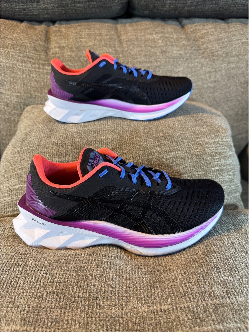 ASICS Novablast 1 Running Shoes Black Purple Orange Women's 7.5